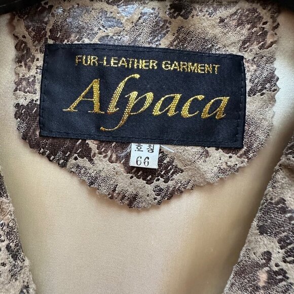 Alpaca Trench Coat Animal Print Vegan Leather Belted Waist Mob Wife Medium - Picture 11 of 14